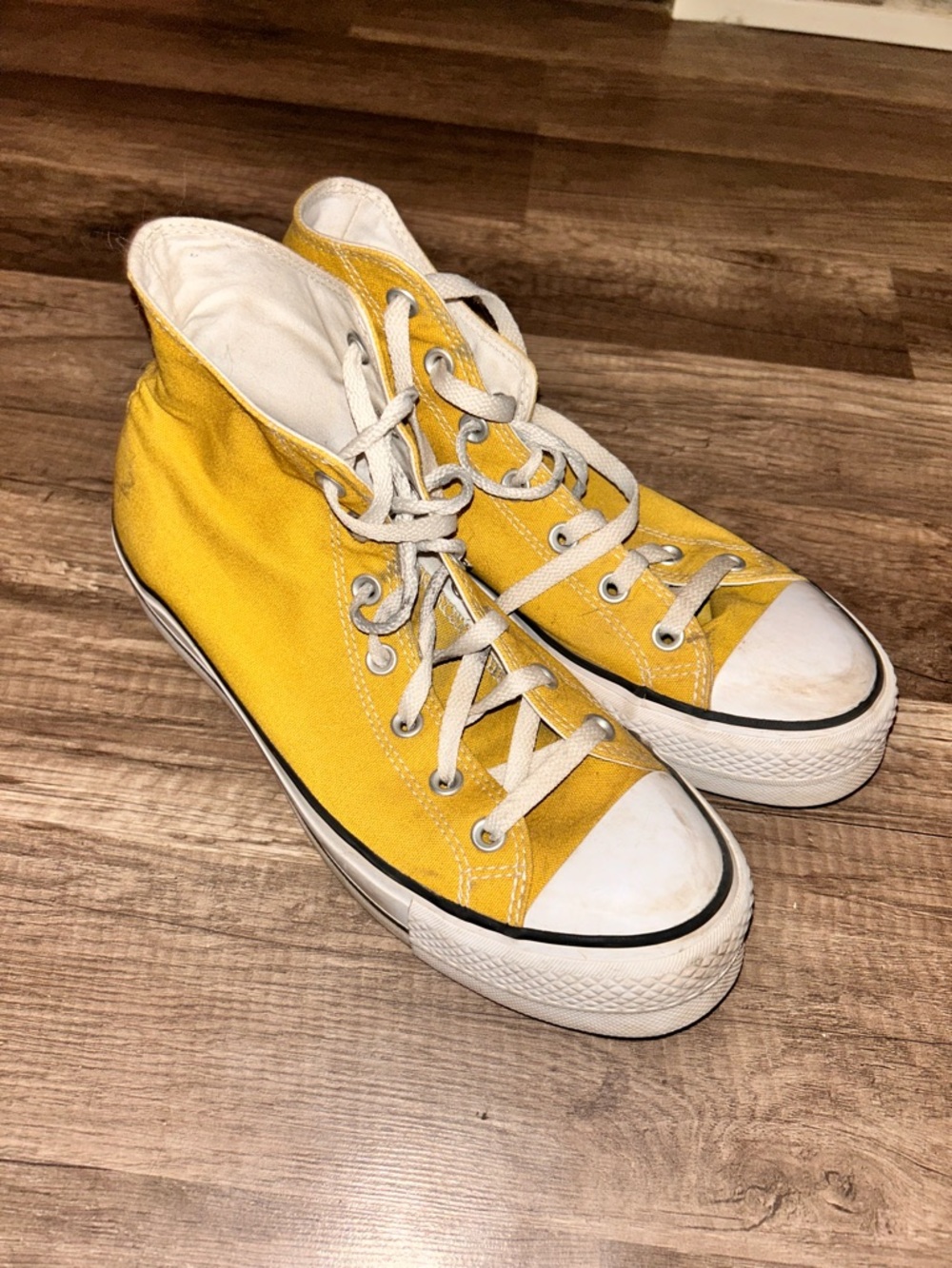 Yellow Sunflower High-Top Converse Sneakers